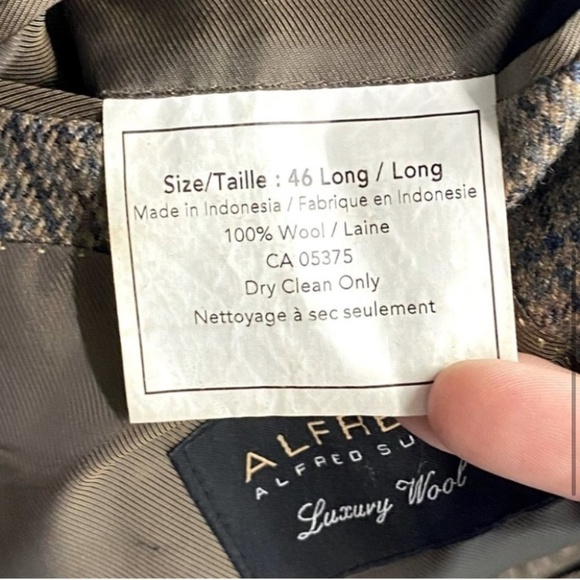 Alfred Alfred Sung Moores Luxury Wool Blazer Suit Jacket 46L - Picture 5 of 11